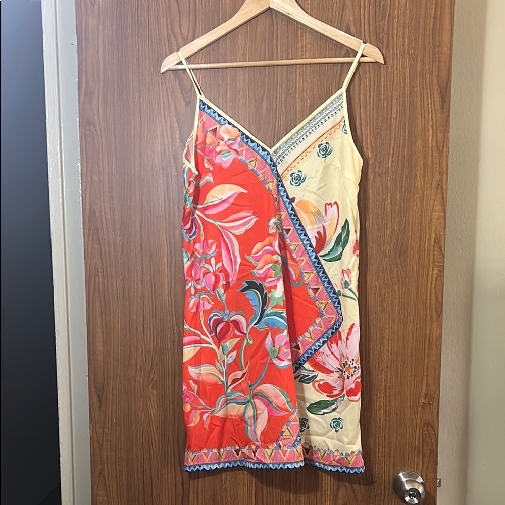 SHEIN Orange Cream Asymmetrical Slip Dress